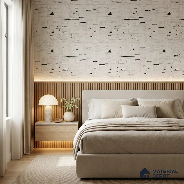 81279-2 | White & Black Birch Bark Texture Wood PVC Patterned Wallpaper - 5 Meter x 42 Inch, 57 Sq. Ft. (Min. 15% Wastage)