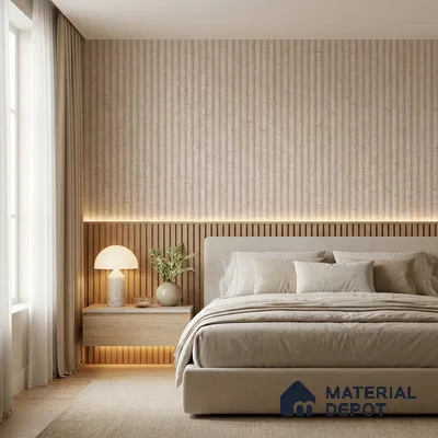 81280-2 | Warm Beige Wood Grain Stripe PVC Patterned Wallpaper - 5 Meter x 42 Inch, 57 Sq. Ft. (Min. 15% Wastage)
