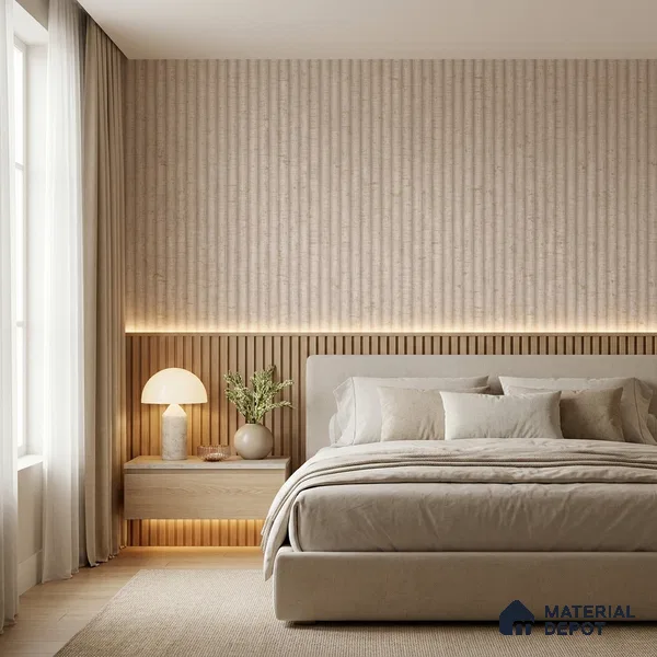 81280-2 | Warm Beige Wood Grain Stripe PVC Patterned Wallpaper - 5 Meter x 42 Inch, 57 Sq. Ft. (Min. 15% Wastage)