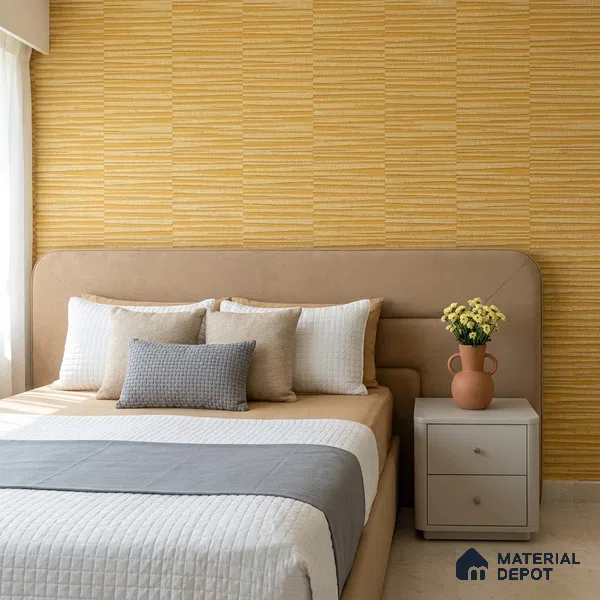 81283-3 | Mustard Gold Wood Slat Texture PVC Patterned Wallpaper - 5 Meter x 42 Inch, 57 Sq. Ft. (Min. 15% Wastage)