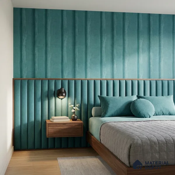 81286-4 | Teal Green Fluted Panel Wood PVC Patterned Wallpaper - 5 Meter x 42 Inch, 57 Sq. Ft. (Min. 15% Wastage)