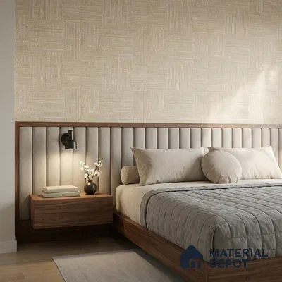 81288-2 | Cream Woven Mat PVC Textured Wallpaper - 5 Meter x 42 Inch, 57 Sq. Ft. (Min. 15% Wastage)