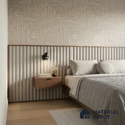 81288-3 | Beige Woven Mat PVC Textured Wallpaper - 5 Meter x 42 Inch, 57 Sq. Ft. (Min. 15% Wastage)
