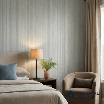 81294-3 | Sage Vertical Lines PVC Patterned Wallpaper - 5 Meter x 42 Inch, 57 Sq. Ft. (Min. 15% Wastage)