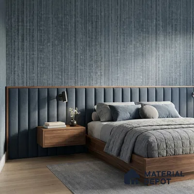 81294-8 | Slate Grey Linen Stripe Texture PVC Patterned Wallpaper - 5 Meter x 42 Inch, 57 Sq. Ft. (Min. 15% Wastage)