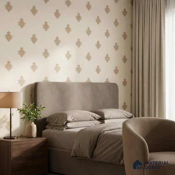 74024-3 | 5 Meter x 42 Inch PVC Damask Look Wallpaper - 57 Sq. Ft. | Minimum 15% wastage during installation