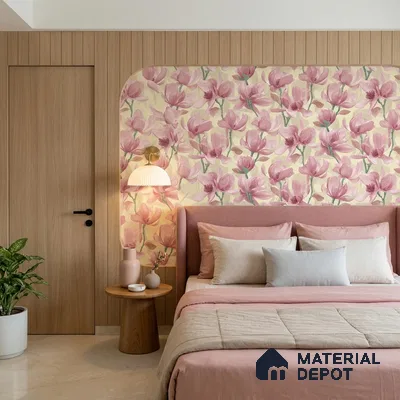 TC 712 | Butter Cream Pink Magnolia Floral Wallpaper - 5 Meter x 42 Inch, 57 Sq. Ft.