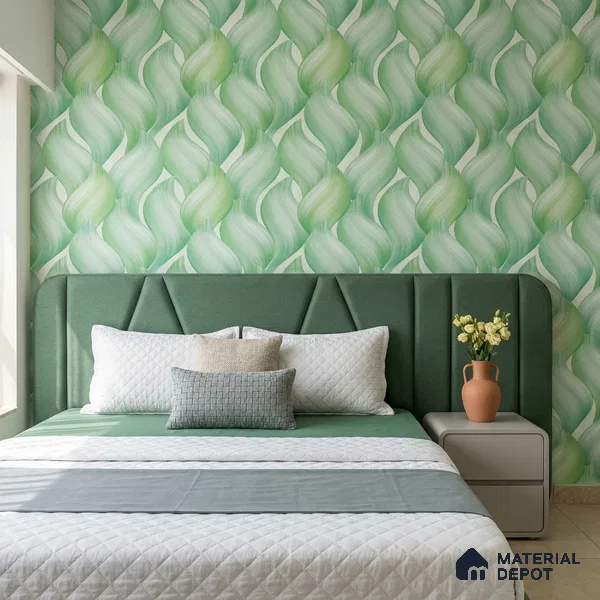 TC 714 | Mint Green Twisted Ribbon Abstract Look Wallpaper 5 Meter x 42 Inch - 57 Sq. Ft.