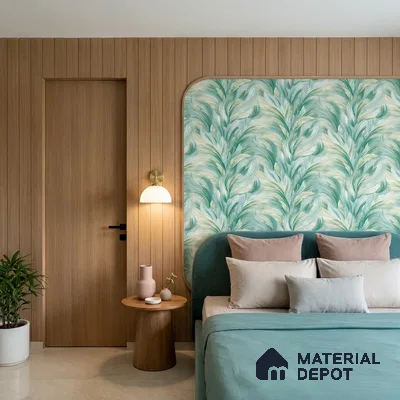 TC 720 | Teal Green Feather Plume Abstract Look Wallpaper 5 Meter x 42 Inch - 57 Sq. Ft.