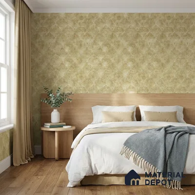 TC 725 | Beige Gold Lace Diamond Damask Look Wallpaper 5 Meter x 42 Inch - 57 Sq. Ft.