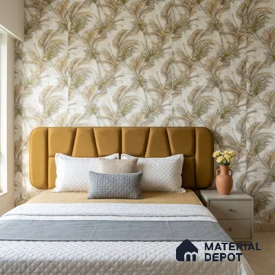 TC 730 | Gold Beige Feather Palm Floral Wallpaper - 5 Meter x 42 Inch, 57 Sq. Ft.