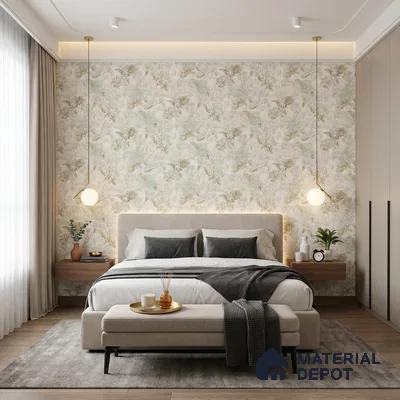 TC 736 | Cream Olive Rose Blooms Floral Wallpaper - 5 Meter x 42 Inch, 57 Sq. Ft.