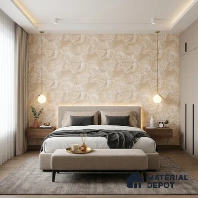 TC 781 | Beige Tan Liquid Marble Look Wallpaper 5 Meter x 42 Inch - 57 Sq. Ft.