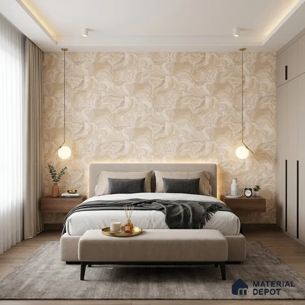 TC 781 | Beige Tan Liquid Marble Look Wallpaper 5 Meter x 42 Inch - 57 Sq. Ft.