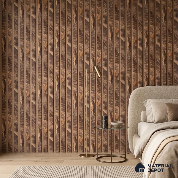 Teak Brown Marble Look PN 07455 8 ft x 4.8 inch PVC Panel - 10 mm | Suitable for Living Room, Bedroom & Office | Width is Subjected to 5% Variation