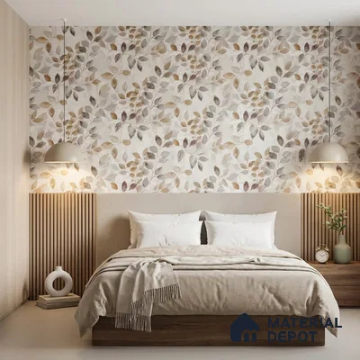 2105 -2 | Grey Brown Falling Leaves Floral Wallpaper - 10 Meter x 21 Inches, 57.41 Sq. Ft.