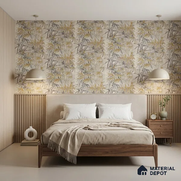 2112 -2 | Grey Gold Bamboo Thicket Floral Wallpaper - 10 Meter x 21 Inches, 57.41 Sq. Ft.