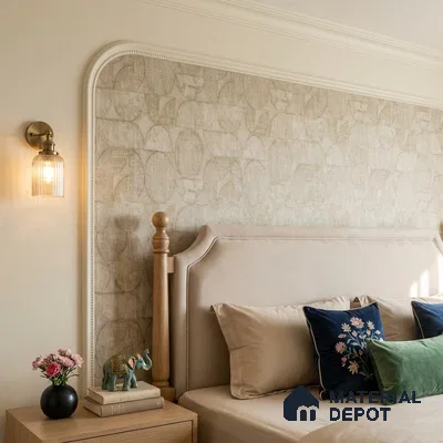 2108 -3 | Warm Beige Circle Patchwork Patterned Wallpaper - 10 Meter x 21 Inches, 57.41 Sq. Ft.