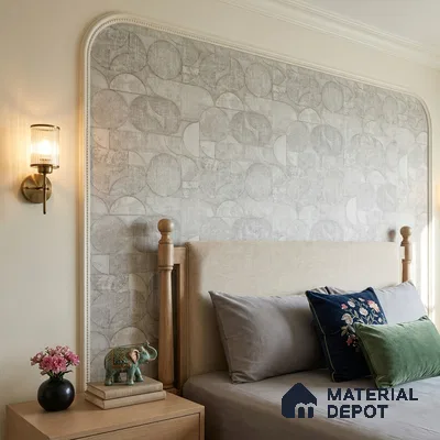 2108 -2 | Sage Cream Circle Patchwork Patterned Wallpaper - 10 Meter x 21 Inches, 57.41 Sq. Ft.