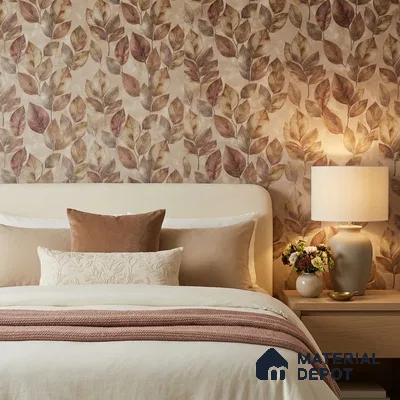 2109 -5 | Mauve Veined Leaves Floral Wallpaper - 10 Meter x 21 Inches, 57.41 Sq. Ft.