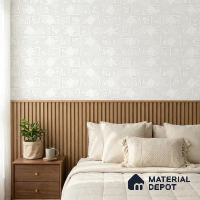 88530-1 | Off-White Diamond Grid Texture PVC Patterned Wallpaper - 5 Meter x 42 Inch, 57.41 Sq. Ft. (Min. 15% Wastage)