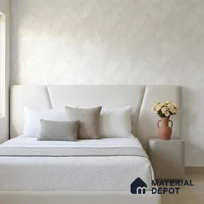 88532-1 | Pale Grey Tonal Palm PVC Floral Wallpaper - 5 Meter x 42 Inch, 57.41 Sq. Ft. (Min. 15% Wastage)