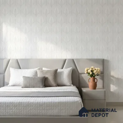 88540-2 | Off-White Leaf Texture PVC Patterned Wallpaper - 5 Meter x 42 Inch, 57.41 Sq. Ft. (Min. 15% Wastage)