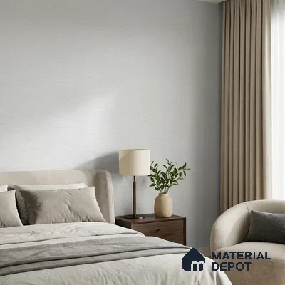 88542-4 | Grey Grasscloth Streak PVC Textured Wallpaper - 5 Meter x 42 Inch, 57.41 Sq. Ft. (Min. 15% Wastage)