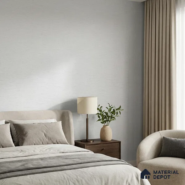 88542-4 | Grey Grasscloth Streak PVC Textured Wallpaper - 5 Meter x 42 Inch, 57.41 Sq. Ft. (Min. 15% Wastage)