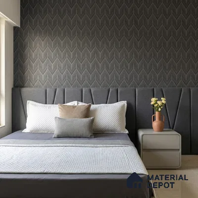 OR04-6 | Charcoal Grey Herringbone PVC Patterned Wallpaper - 5 Meter x 42 Inch, 57 Sq. Ft. (Min. 15% Wastage)