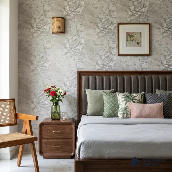 Z1004-5 | Grey Crackled Foil PVC Textured Wallpaper - 10 Meter x 21 Inch, 57 Sq. Ft. (Min. 15% Wastage)