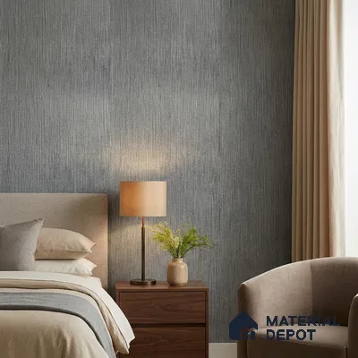 Z1002-8 | Grey Vertical Brushed PVC Textured Wallpaper - 10 Meter x 21 Inch, 57 Sq. Ft. (Min. 15% Wastage)