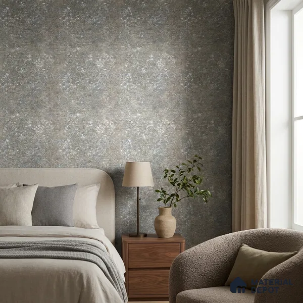Z1007-6 | Grey Oxidised Speckle PVC Textured Wallpaper - 10 Meter x 21 Inch, 57 Sq. Ft. (Min. 15% Wastage)