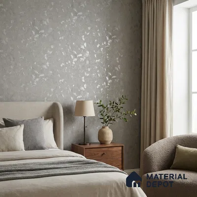 Z1000-8 | Grey Foil Patches PVC Textured Wallpaper - 10 Meter x 21 Inch, 57 Sq. Ft. (Min. 15% Wastage)