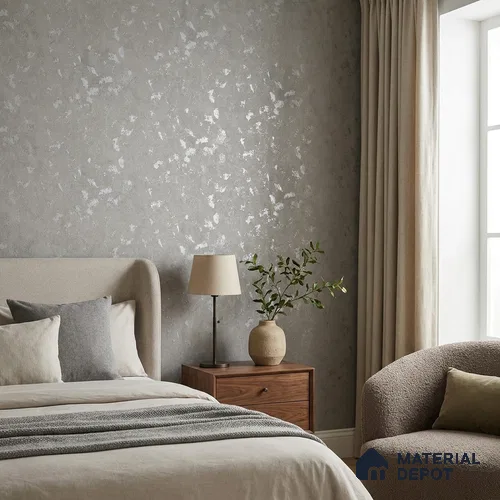 Z1000-8 | Grey Foil Patches PVC Textured Wallpaper - 10 Meter x 21 Inch, 57 Sq. Ft. (Min. 15% Wastage)