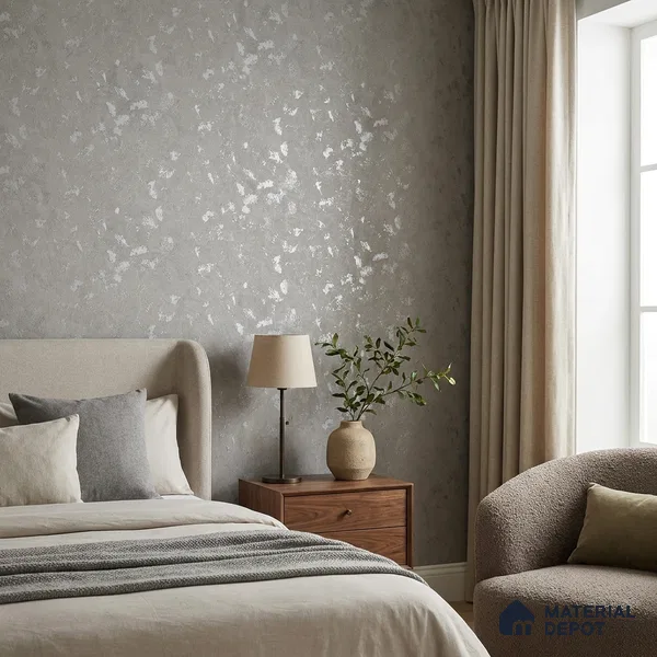 Z1000-8 | Grey Foil Patches PVC Textured Wallpaper - 10 Meter x 21 Inch, 57 Sq. Ft. (Min. 15% Wastage)