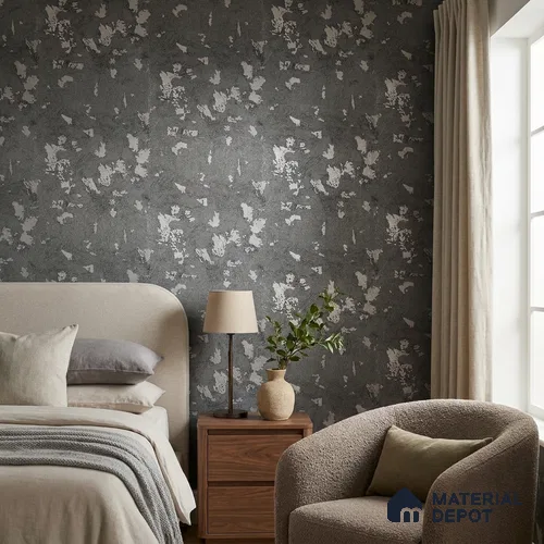 Z1000-6 | Charcoal Blush Patches PVC Textured Wallpaper - 10 Meter x 21 Inch, 57 Sq. Ft. (Min. 15% Wastage)