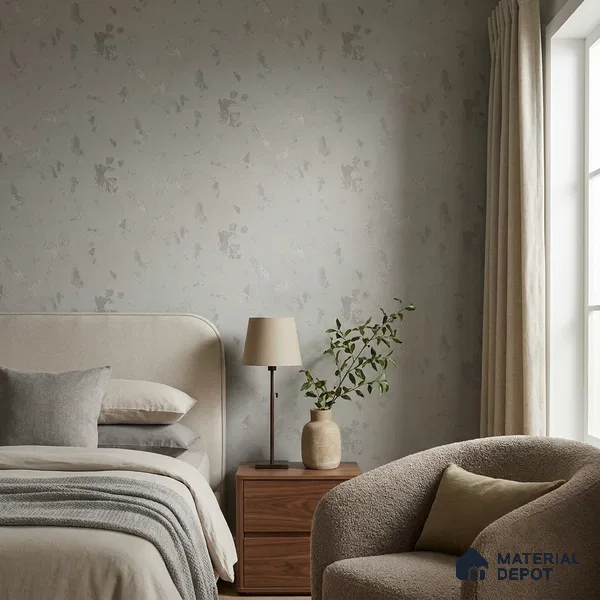 Z1000-2 | Grey Cloudy Plaster PVC Textured Wallpaper - 10 Meter x 21 Inch, 57 Sq. Ft. (Min. 15% Wastage)