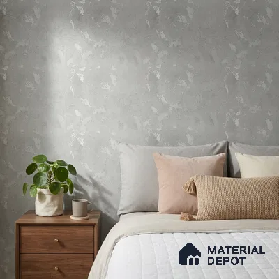 Z1000-4 | Grey Foil Patches PVC Textured Wallpaper - 10 Meter x 21 Inch, 57 Sq. Ft. (Min. 15% Wastage)