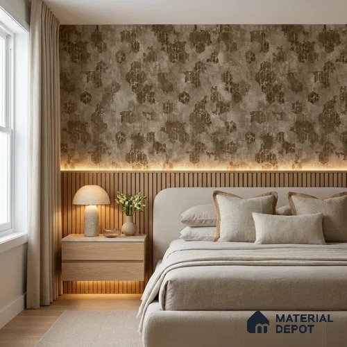 WP1360 | Olive Brown Hexagon Trellis Patterned Wallpaper - 9.5 Meter x 21 Inches, 55 Sq. Ft. (Min. 15% Wastage)