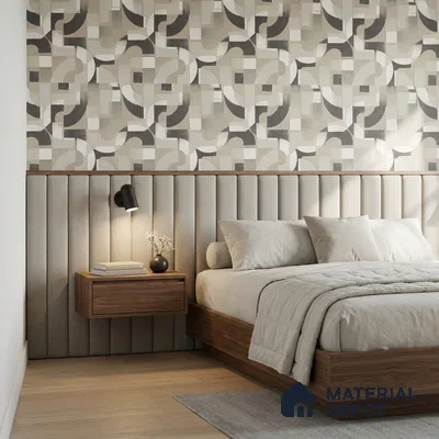 A76002 | Grey & Beige Circle Block Abstract Look Wallpaper 10 Meter x 21 Inches - 57.37 Sq. Ft. | Minimum 15% wastage during installation