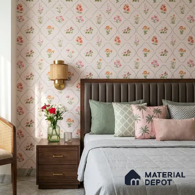 81402-2 | Blush Pink Floral Trellis Patterned Wallpaper - 5 Meter x 42 Inch, 57 Sq. Ft.