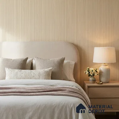 81412-5 | Golden Tan Bold Pinstripe Patterned Wallpaper - 5 Meter x 42 Inch, 57 Sq. Ft.