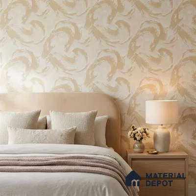81416-2 | Warm Beige Brushstroke Swirl Patterned Wallpaper - 5 Meter x 42 Inch, 57 Sq. Ft.