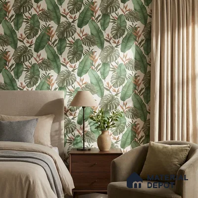 M15-1 | Sage Monstera Bird Paradise Floral Wallpaper - 10 Meter x 21 Inches, 57.37 Sq. Ft. (Min. 15% Wastage)