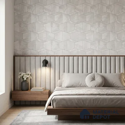 M5-2 | Silver Grey Hexagon Mosaic Geometric Wallpaper - 10 Meter x 21 Inches, 57.37 Sq. Ft. (Min. 15% Wastage)