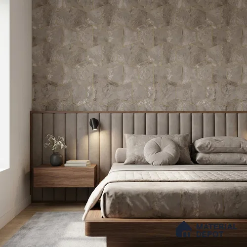 M5-4 | Taupe Marble Mosaic Geometric Wallpaper - 10 Meter x 21 Inches, 57.37 Sq. Ft. (Min. 15% Wastage)