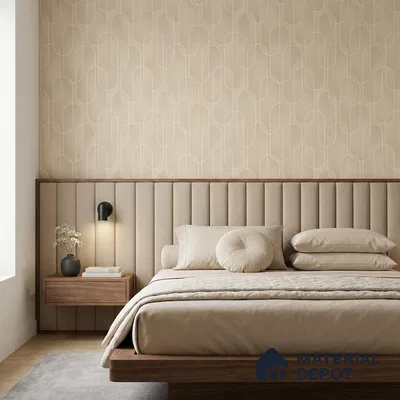 M9-3 | Warm Beige Ribbon Loop Patterned Wallpaper - 10 Meter x 21 Inches, 57.37 Sq. Ft. (Min. 15% Wastage)