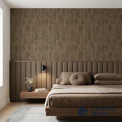 M9-4 | Chestnut Brown Ribbon Loop Patterned Wallpaper - 10 Meter x 21 Inches, 57.37 Sq. Ft. (Min. 15% Wastage)