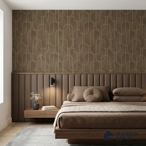 M9-4 | Chestnut Brown Ribbon Loop Patterned Wallpaper - 10 Meter x 21 Inches, 57.37 Sq. Ft. (Min. 15% Wastage)